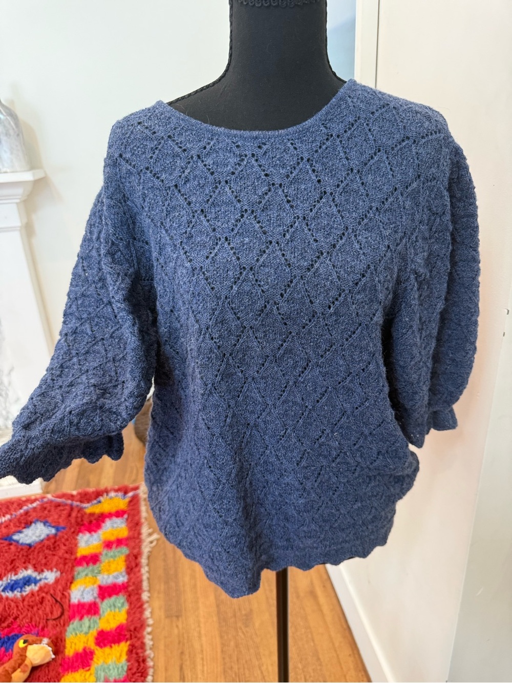 Christy Dawn Blue Knit Sweater top size L